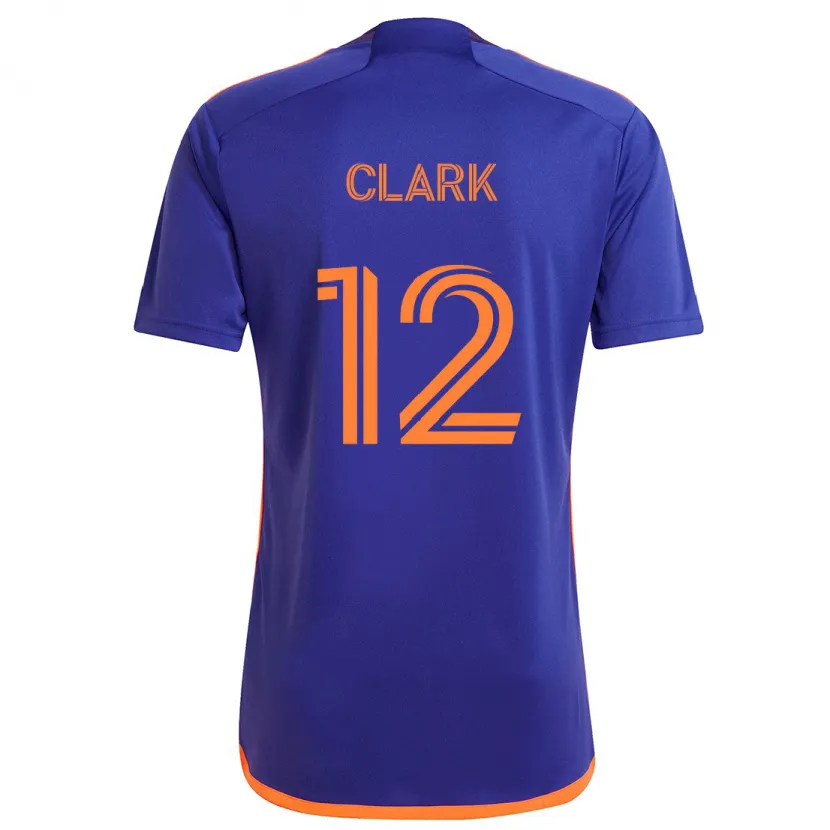 Danxen Niño Camiseta Steve Clark #12 Púrpura Naranja 2ª Equipación 2024/25 La Camisa