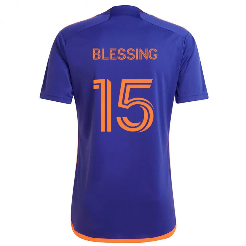 Danxen Niño Camiseta Latif Blessing #15 Púrpura Naranja 2ª Equipación 2024/25 La Camisa