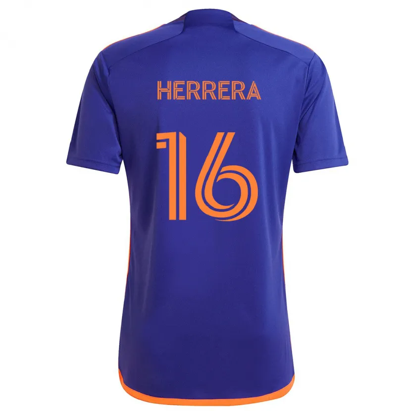 Danxen Niño Camiseta Héctor Herrera #16 Púrpura Naranja 2ª Equipación 2024/25 La Camisa