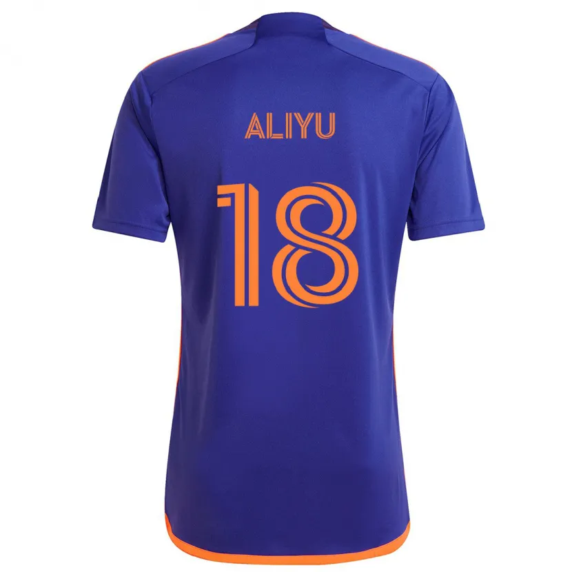 Danxen Niño Camiseta Ibrahim Aliyu #18 Púrpura Naranja 2ª Equipación 2024/25 La Camisa