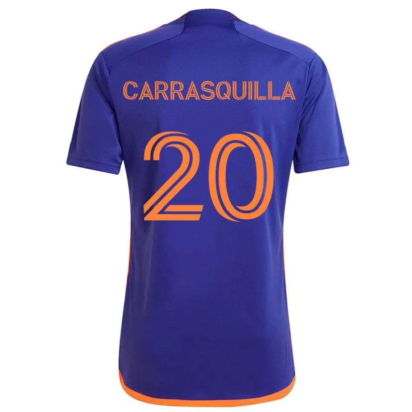 Danxen Niño Camiseta Adalberto Carrasquilla #20 Púrpura Naranja 2ª Equipación 2024/25 La Camisa