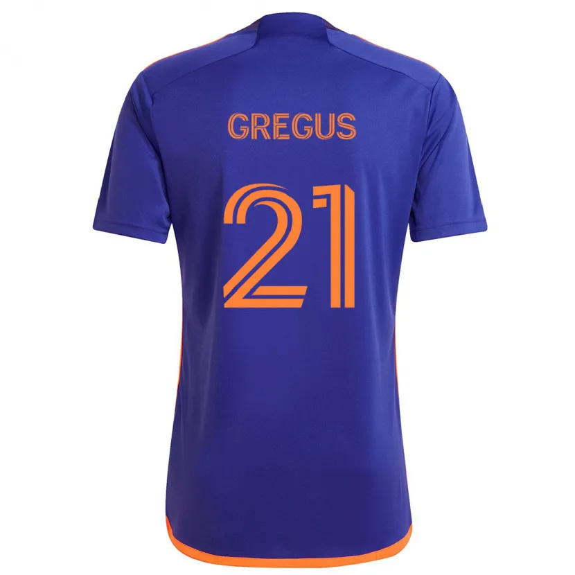 Danxen Niño Camiseta Jan Gregus #21 Púrpura Naranja 2ª Equipación 2024/25 La Camisa