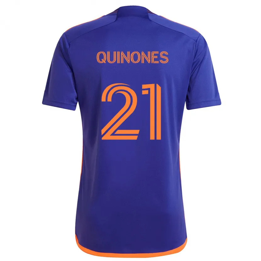 Danxen Niño Camiseta Nelson Quiñónes #21 Púrpura Naranja 2ª Equipación 2024/25 La Camisa