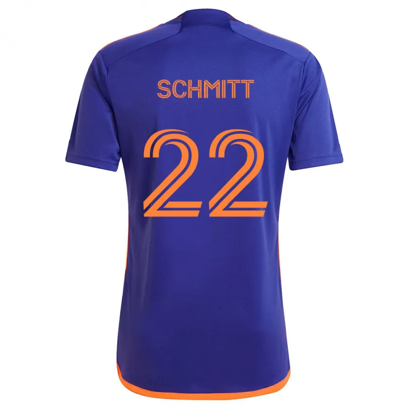 Danxen Niño Camiseta Tate Schmitt #22 Púrpura Naranja 2ª Equipación 2024/25 La Camisa