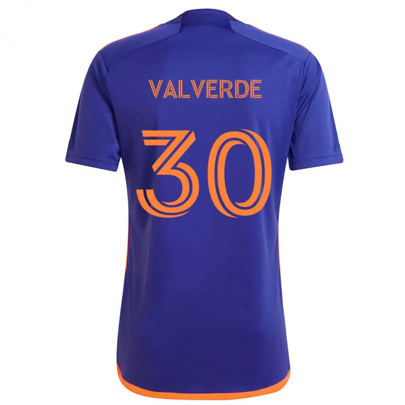 Danxen Niño Camiseta Jefferson Valverde #30 Púrpura Naranja 2ª Equipación 2024/25 La Camisa