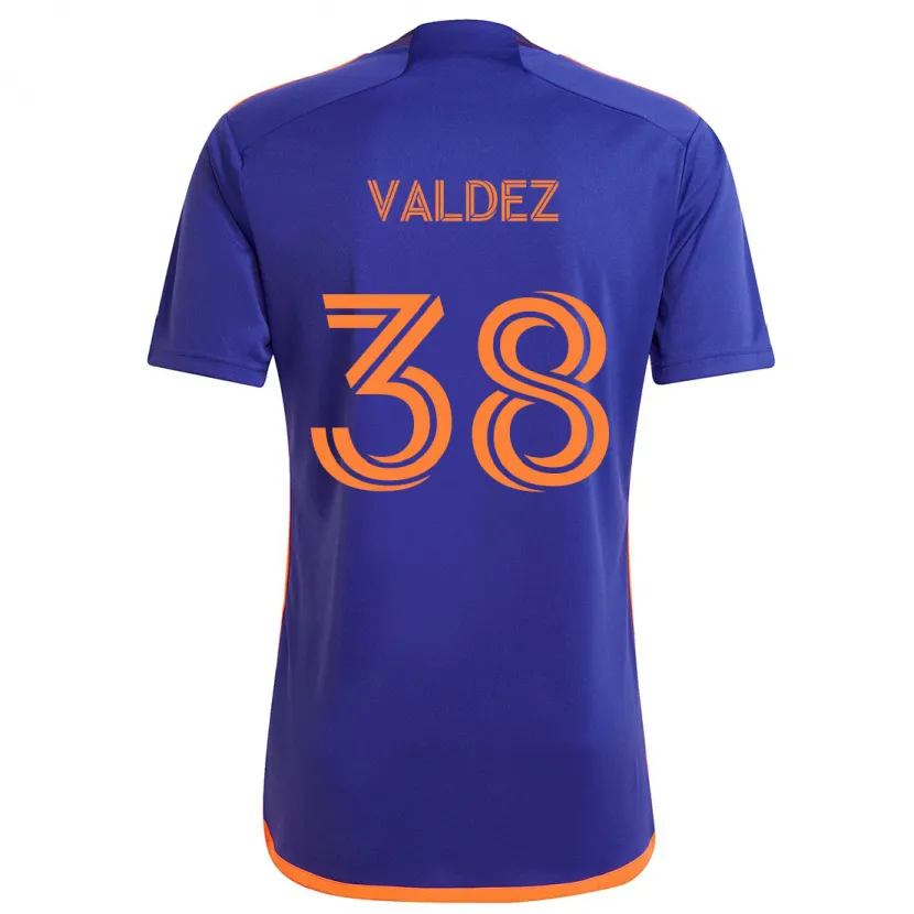 Danxen Niño Camiseta Xavier Valdez #38 Púrpura Naranja 2ª Equipación 2024/25 La Camisa