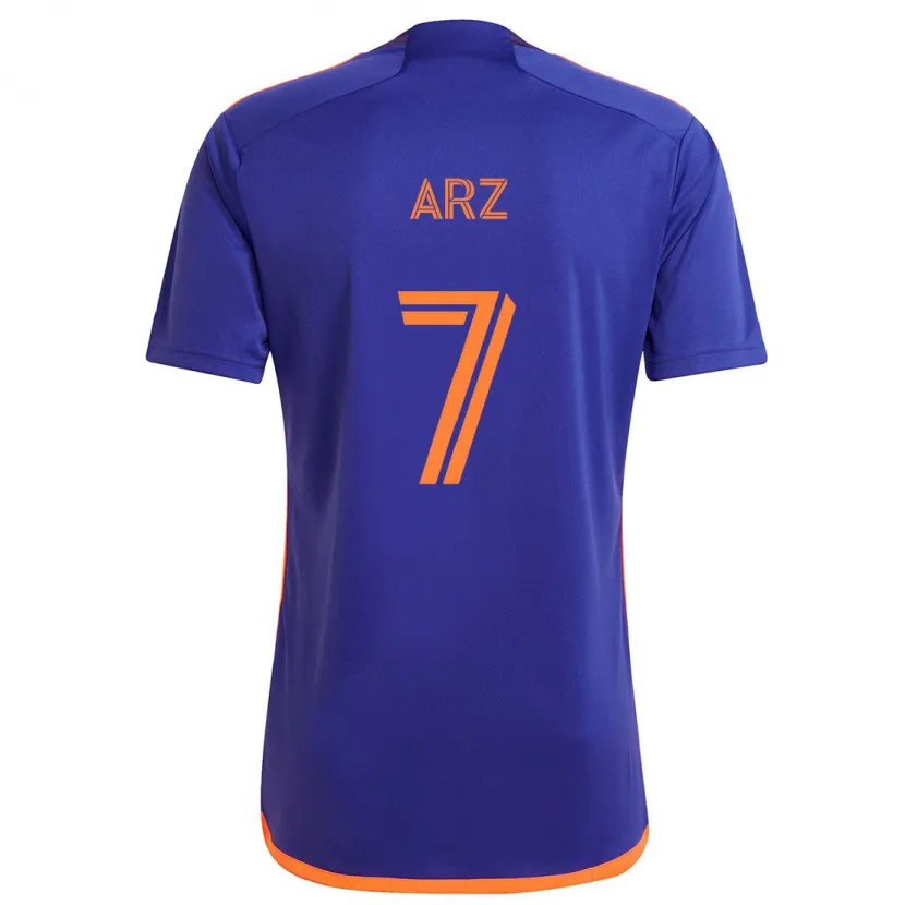 Danxen Niño Camiseta Exon Arzú #7 Púrpura Naranja 2ª Equipación 2024/25 La Camisa