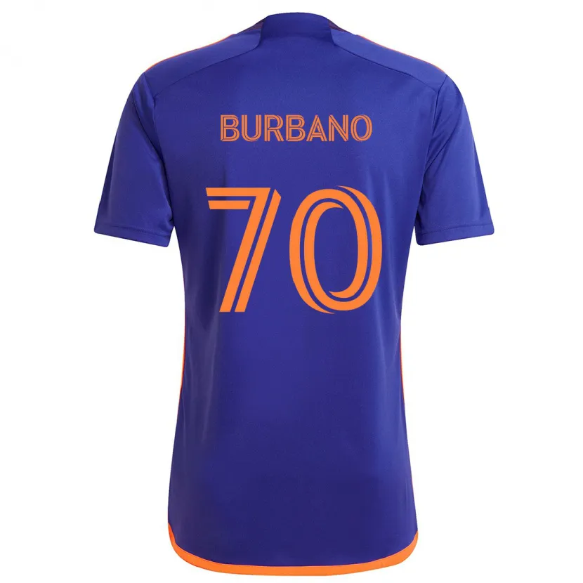 Danxen Niño Camiseta Jordy Burbano #70 Púrpura Naranja 2ª Equipación 2024/25 La Camisa