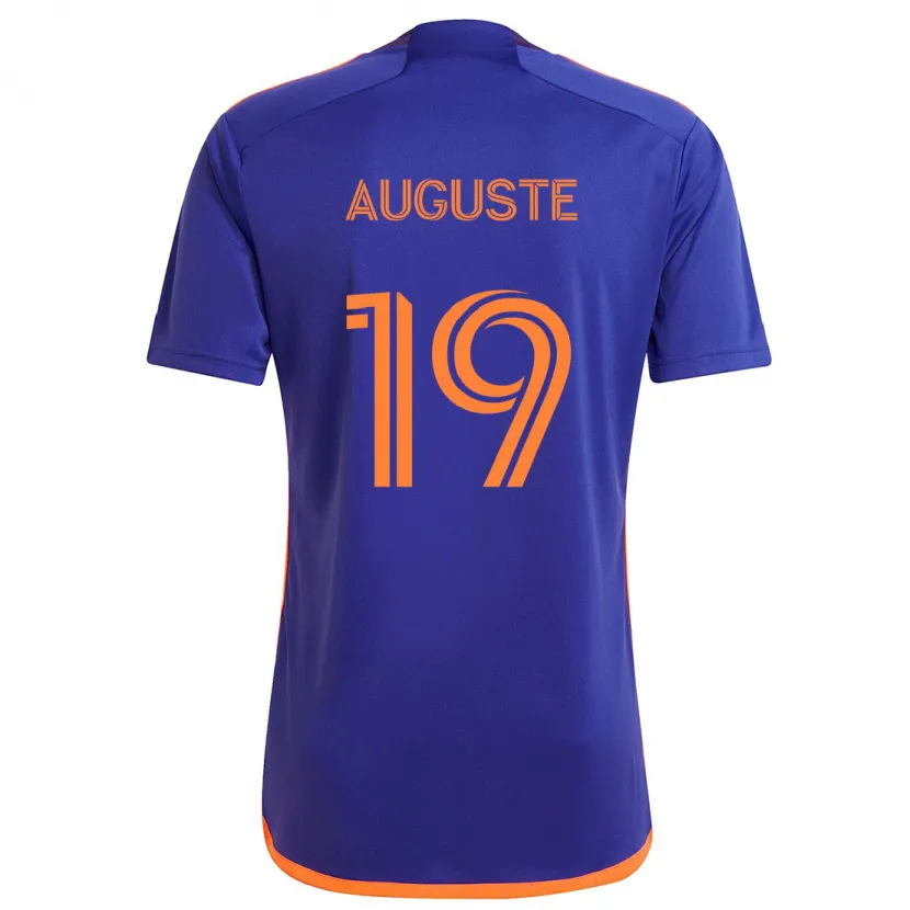 Danxen Niño Camiseta Charles Auguste #19 Púrpura Naranja 2ª Equipación 2024/25 La Camisa