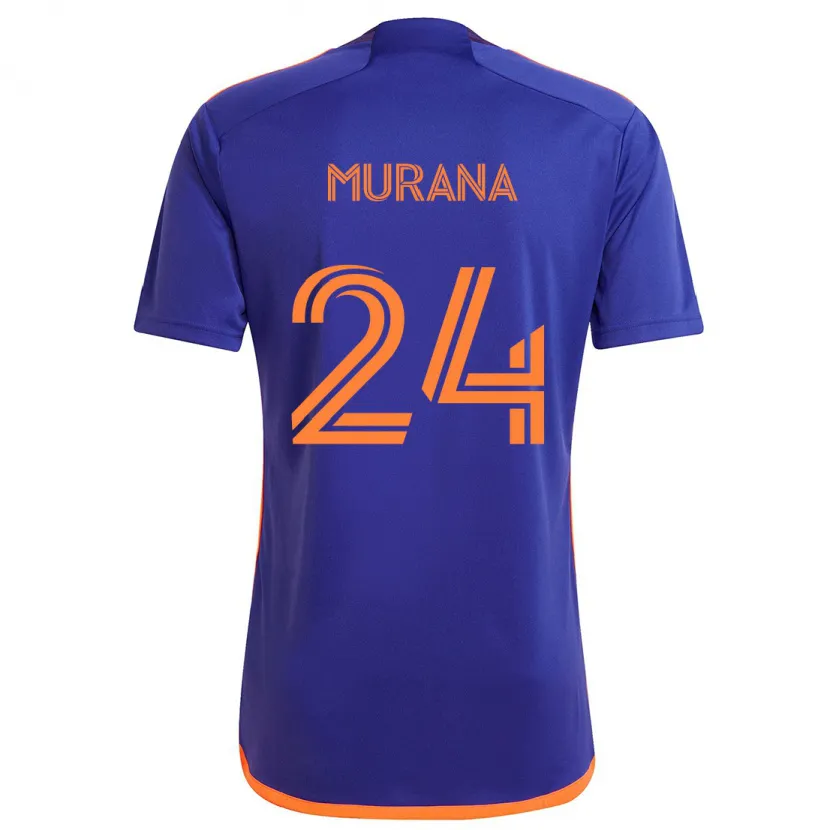 Danxen Niño Camiseta Mujeeb Murana #24 Púrpura Naranja 2ª Equipación 2024/25 La Camisa