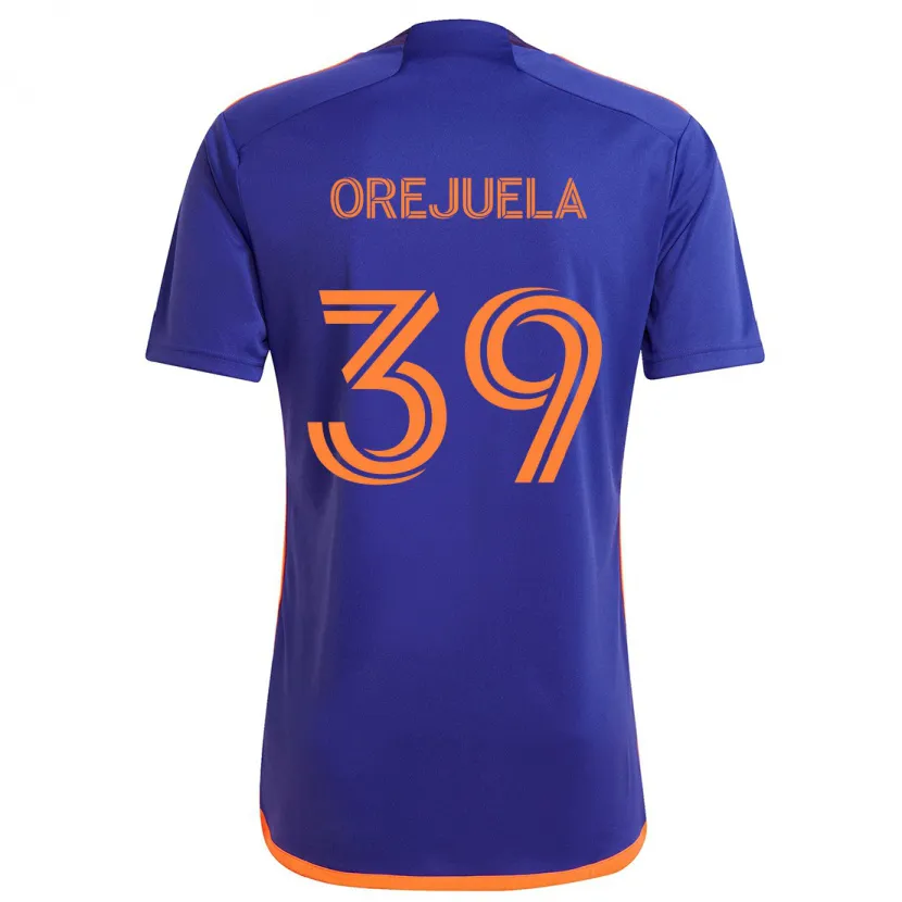 Danxen Niño Camiseta Jesus Orejuela #39 Púrpura Naranja 2ª Equipación 2024/25 La Camisa