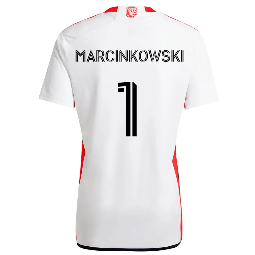 Danxen Niño Camiseta Jt Marcinkowski #1 Blanco Rojo 2ª Equipación 2024/25 La Camisa