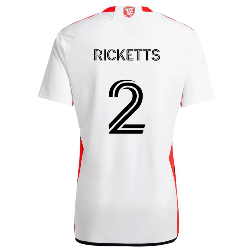 Danxen Niño Camiseta Jamar Ricketts #2 Blanco Rojo 2ª Equipación 2024/25 La Camisa