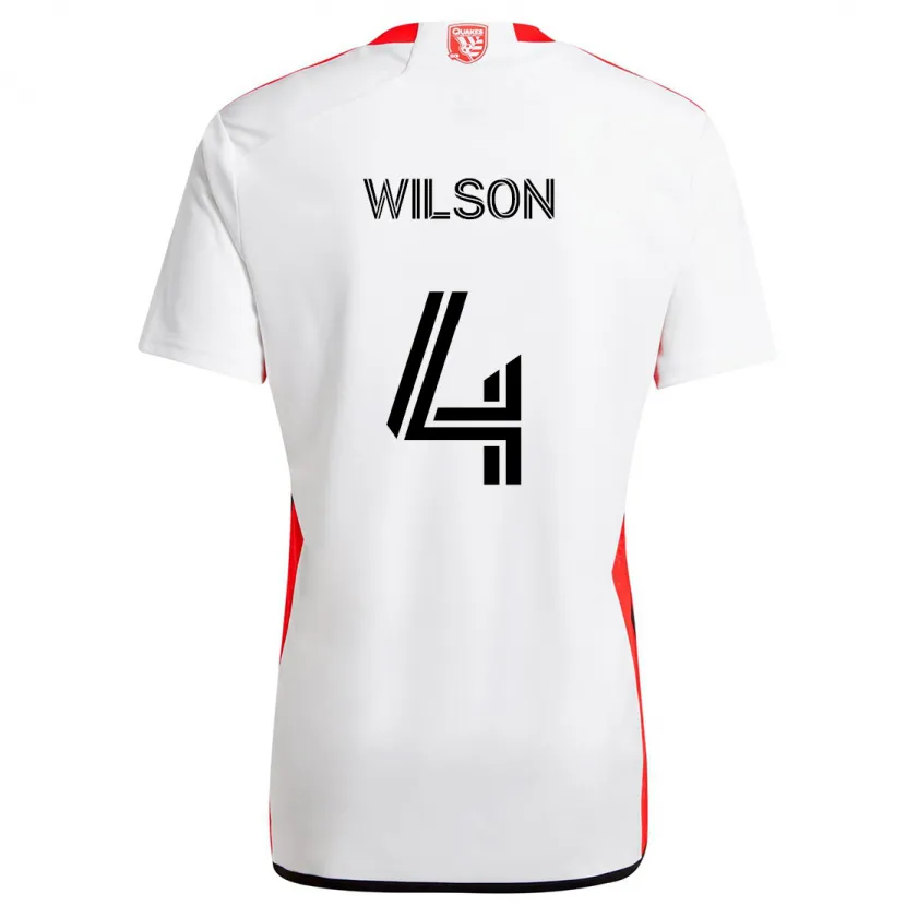 Danxen Niño Camiseta Bruno Wilson #4 Blanco Rojo 2ª Equipación 2024/25 La Camisa