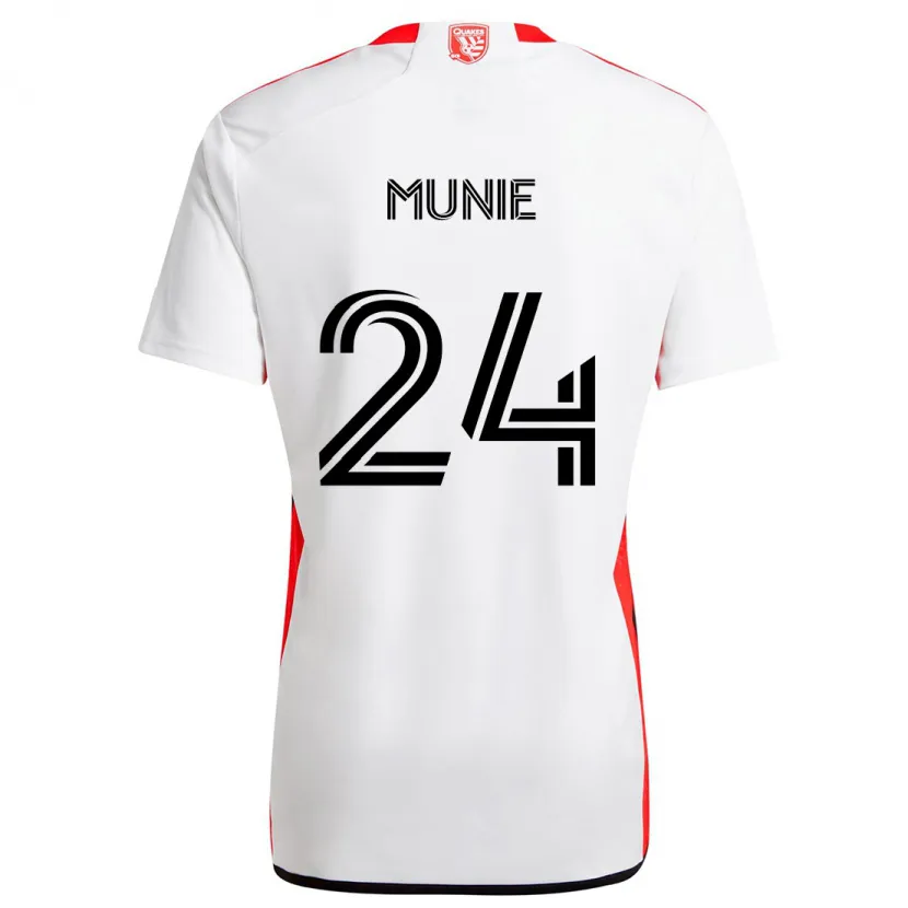 Danxen Niño Camiseta Daniel Munie #24 Blanco Rojo 2ª Equipación 2024/25 La Camisa