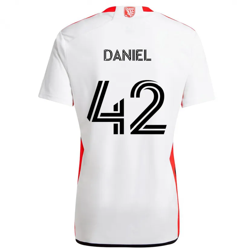 Danxen Niño Camiseta Daniel #42 Blanco Rojo 2ª Equipación 2024/25 La Camisa