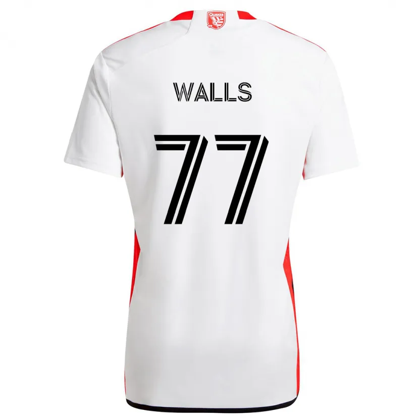 Danxen Niño Camiseta Casey Walls #77 Blanco Rojo 2ª Equipación 2024/25 La Camisa