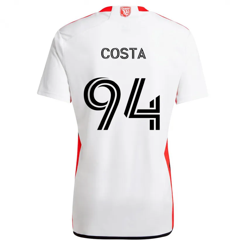 Danxen Niño Camiseta Vítor Costa #94 Blanco Rojo 2ª Equipación 2024/25 La Camisa