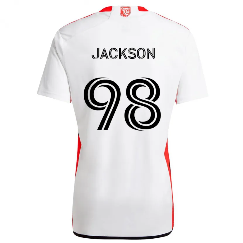 Danxen Niño Camiseta Jacob Jackson #98 Blanco Rojo 2ª Equipación 2024/25 La Camisa