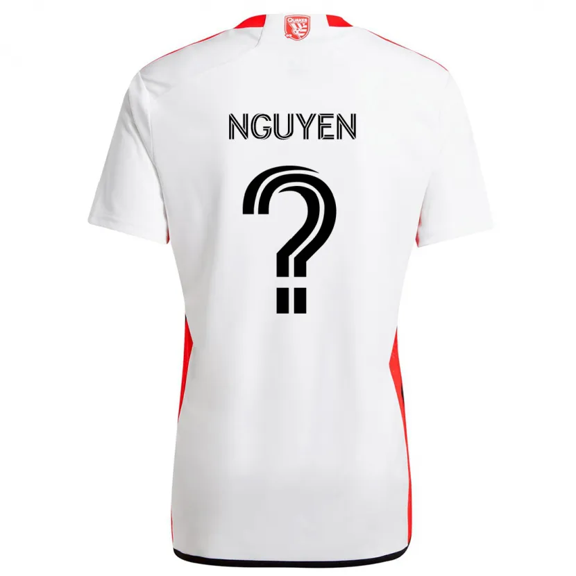 Danxen Niño Camiseta Christopher Nguyen #0 Blanco Rojo 2ª Equipación 2024/25 La Camisa