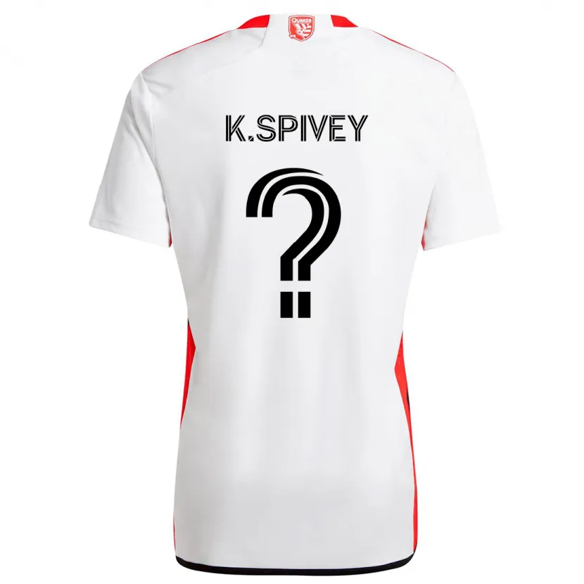 Danxen Niño Camiseta Kaedren Spivey #0 Blanco Rojo 2ª Equipación 2024/25 La Camisa