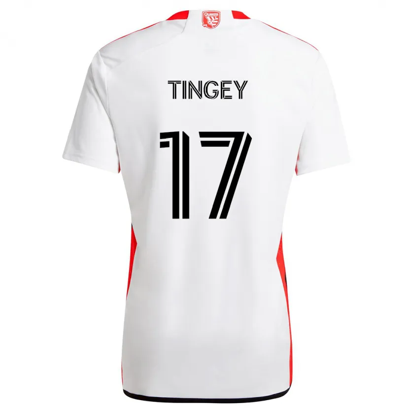 Danxen Niño Camiseta Keegan Tingey #17 Blanco Rojo 2ª Equipación 2024/25 La Camisa