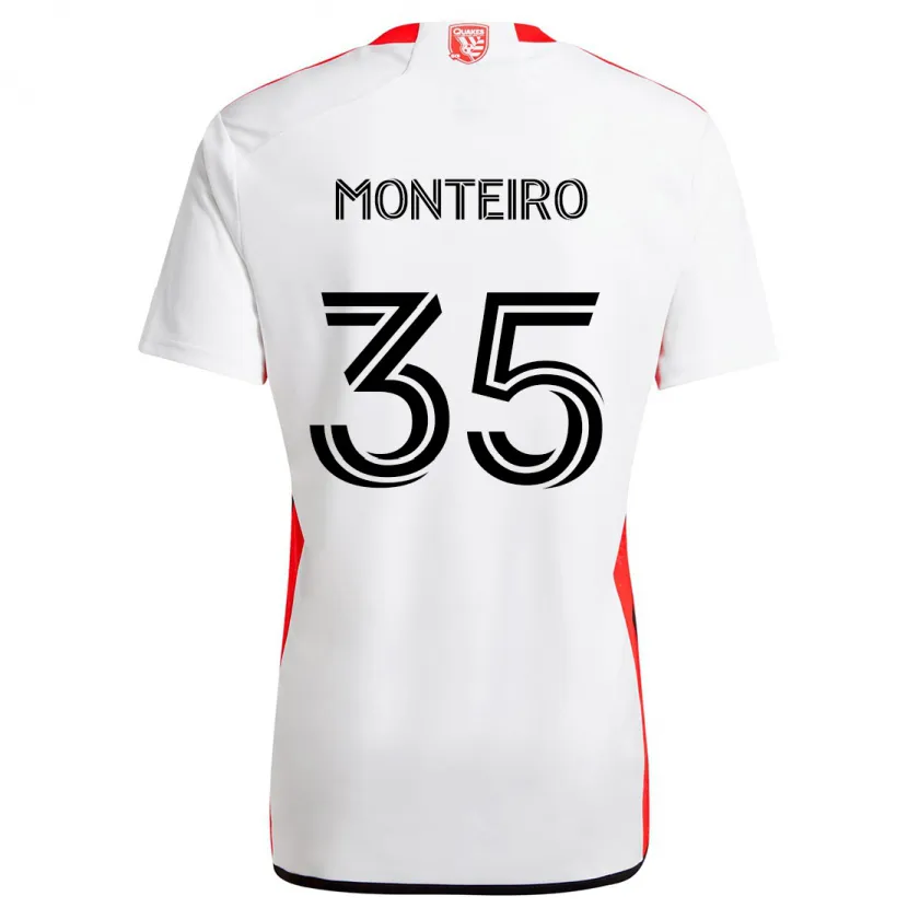 Danxen Niño Camiseta Jamiro Monteiro #35 Blanco Rojo 2ª Equipación 2024/25 La Camisa