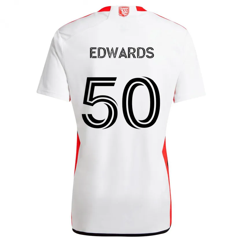 Danxen Niño Camiseta Aaron Edwards #50 Blanco Rojo 2ª Equipación 2024/25 La Camisa