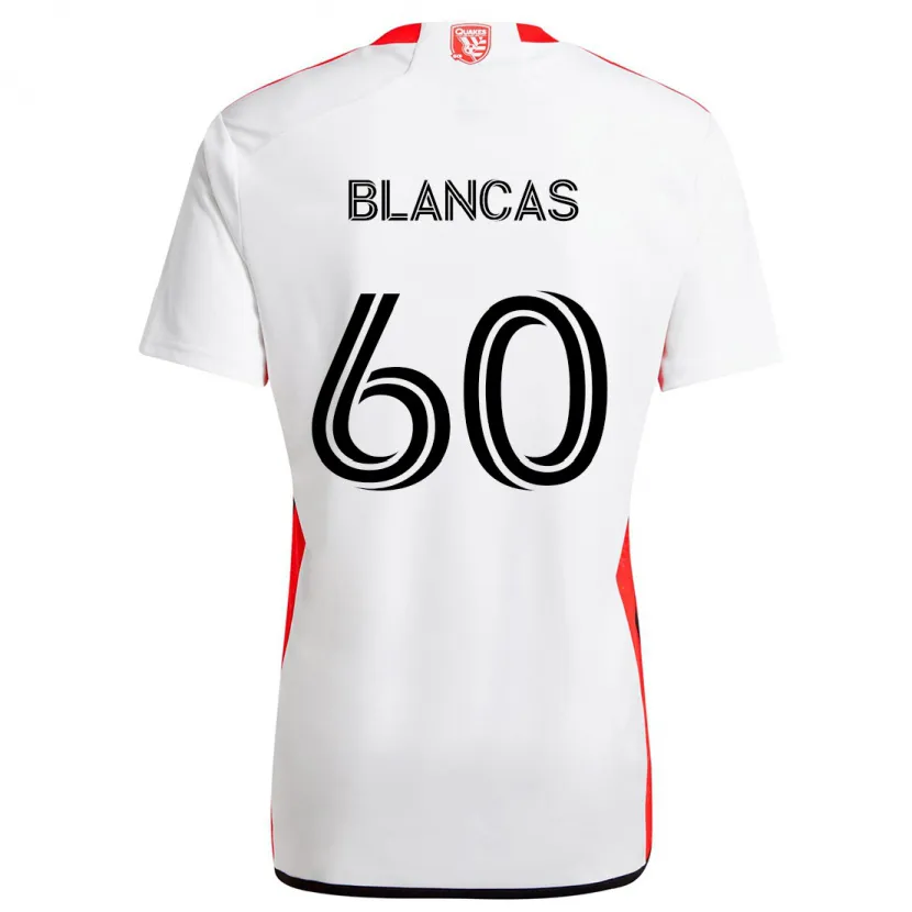 Danxen Niño Camiseta Eduardo Blancas #60 Blanco Rojo 2ª Equipación 2024/25 La Camisa