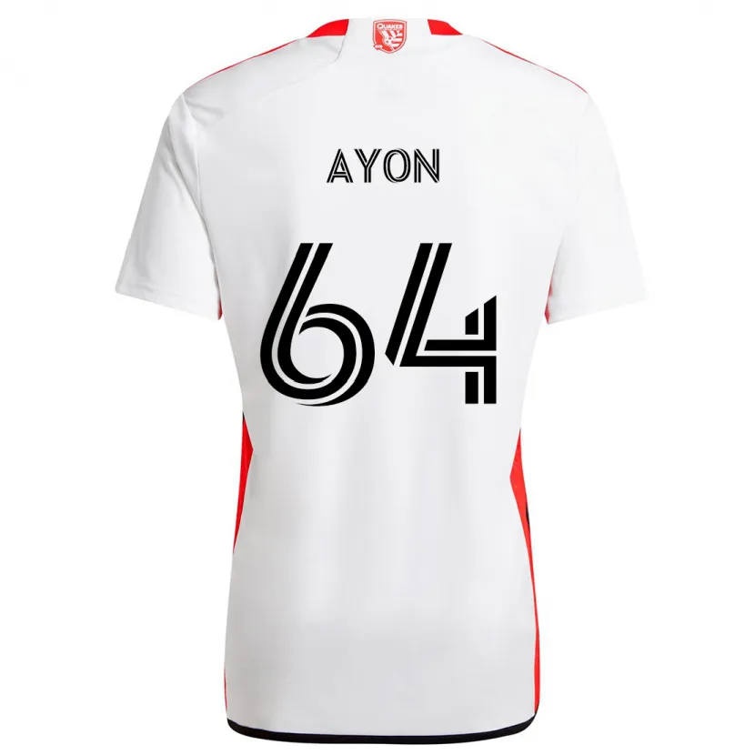 Danxen Niño Camiseta Jerry Ayon #64 Blanco Rojo 2ª Equipación 2024/25 La Camisa