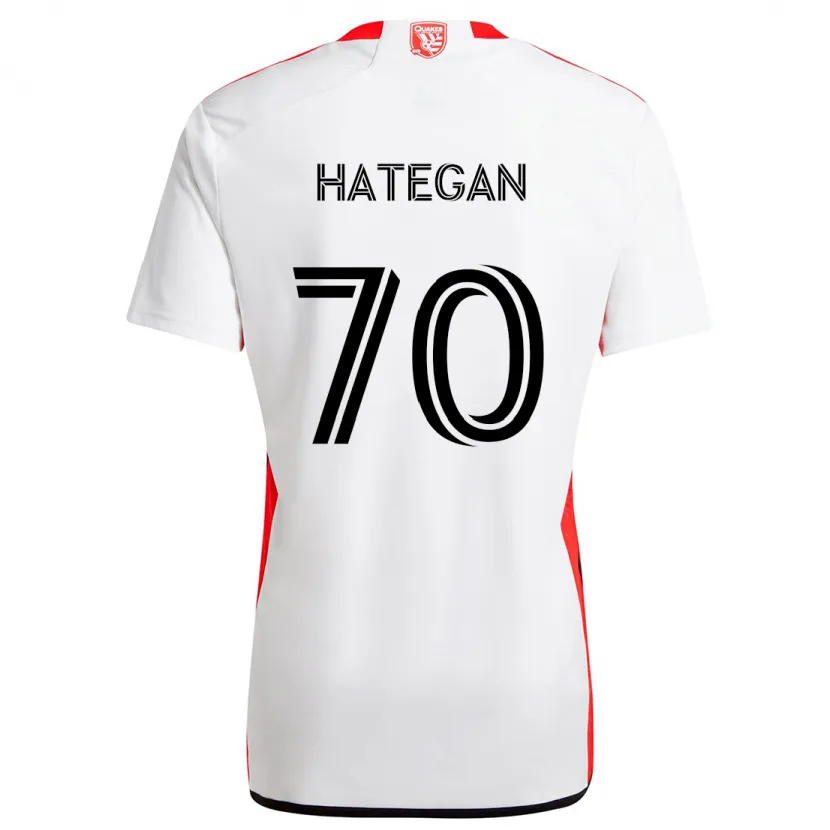 Danxen Niño Camiseta Roberto Hategan #70 Blanco Rojo 2ª Equipación 2024/25 La Camisa