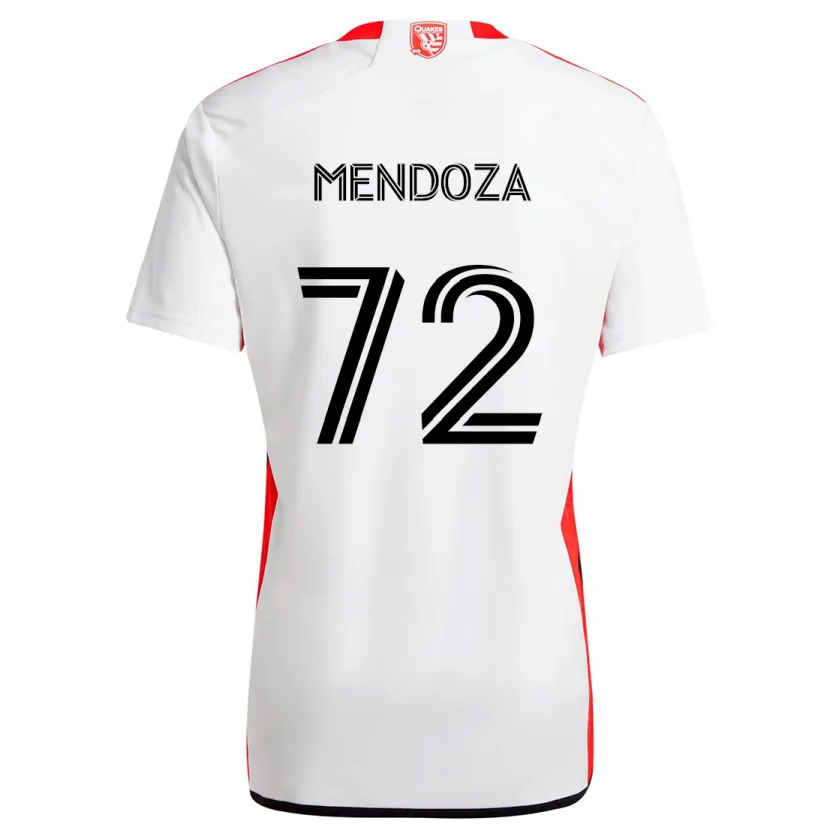 Danxen Niño Camiseta Edwyn Mendoza #72 Blanco Rojo 2ª Equipación 2024/25 La Camisa