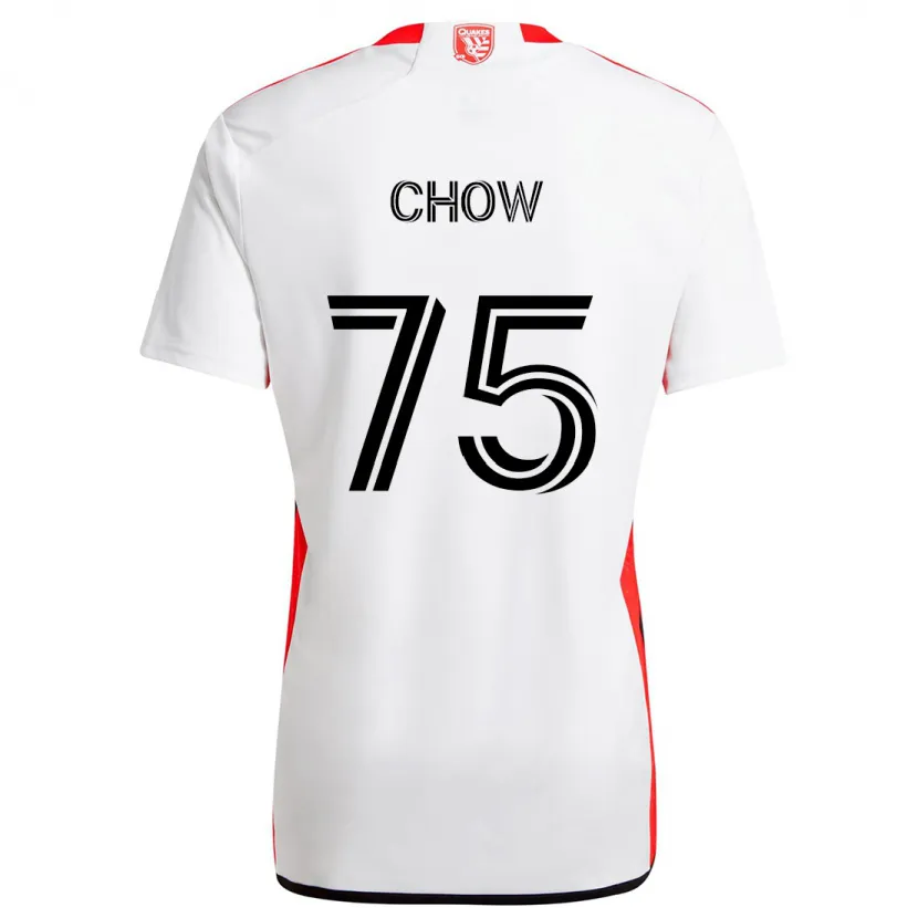 Danxen Niño Camiseta Alex Chow #75 Blanco Rojo 2ª Equipación 2024/25 La Camisa