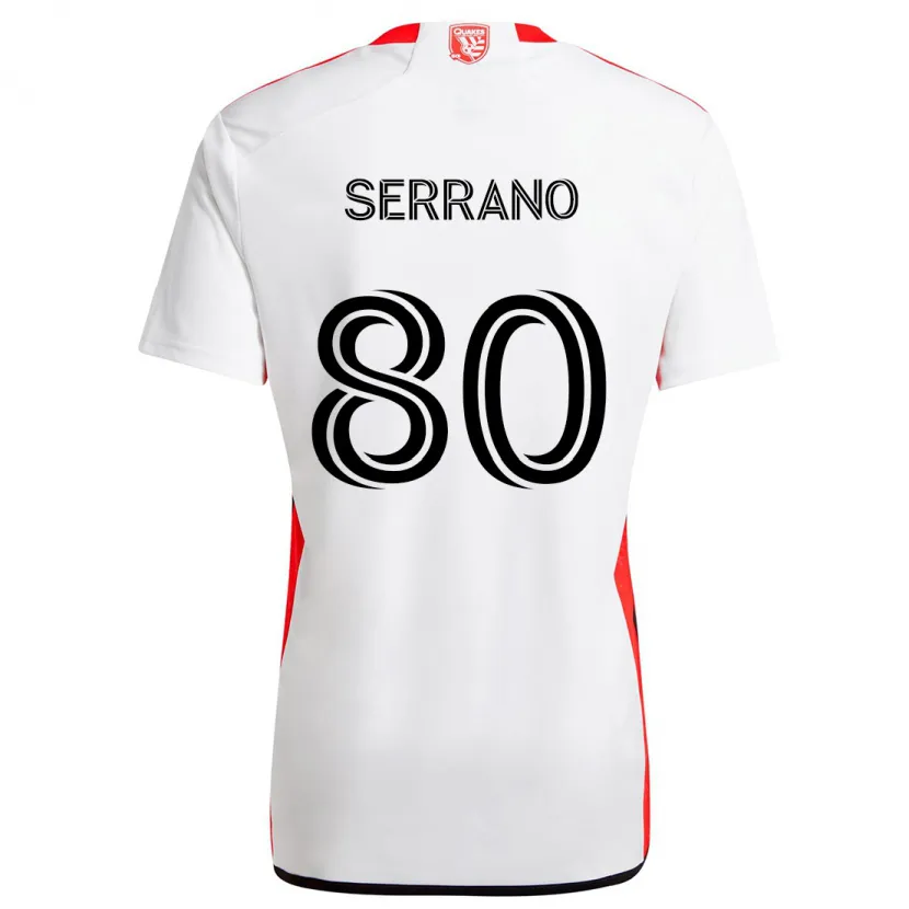 Danxen Niño Camiseta David Serrano #80 Blanco Rojo 2ª Equipación 2024/25 La Camisa