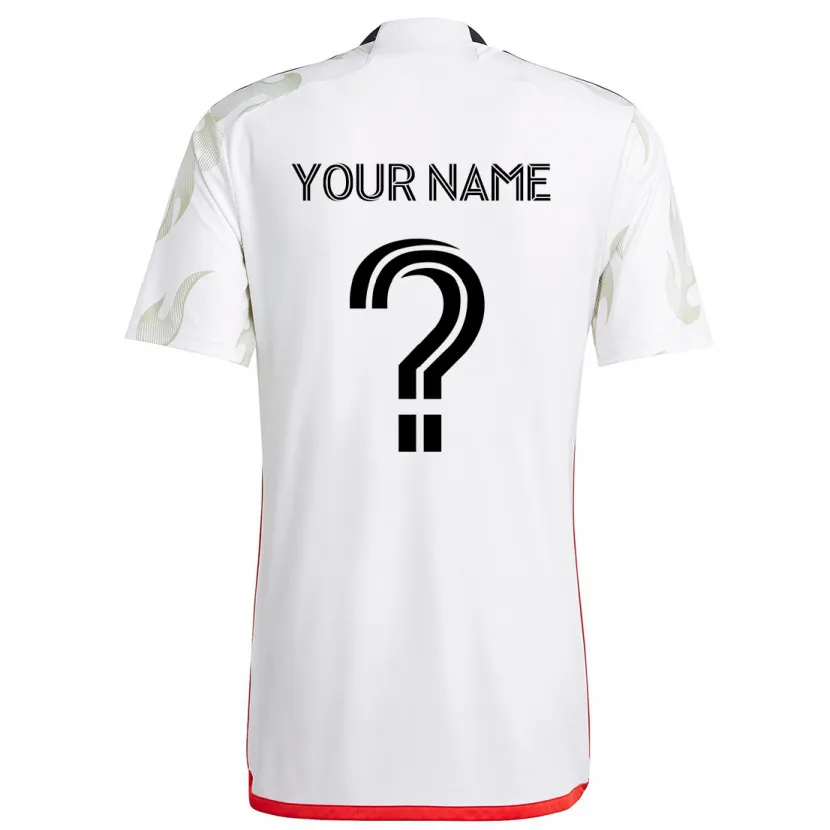 Danxen Niño Camiseta Su Nombre #0 Blanco Rojo Negro 2ª Equipación 2024/25 La Camisa