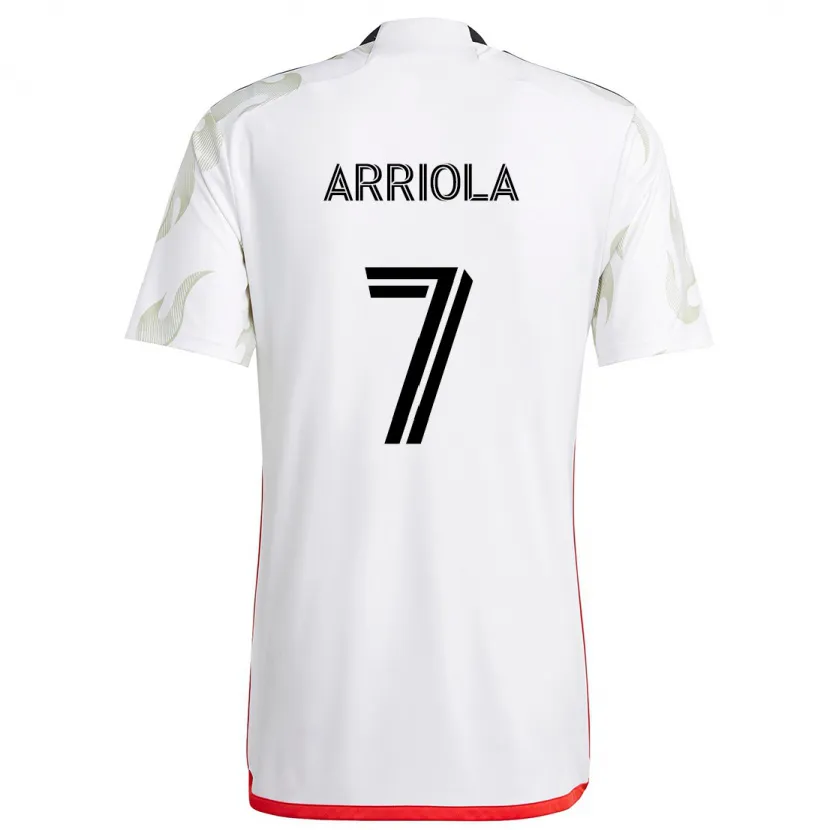 Danxen Niño Camiseta Paul Arriola #7 Blanco Rojo Negro 2ª Equipación 2024/25 La Camisa