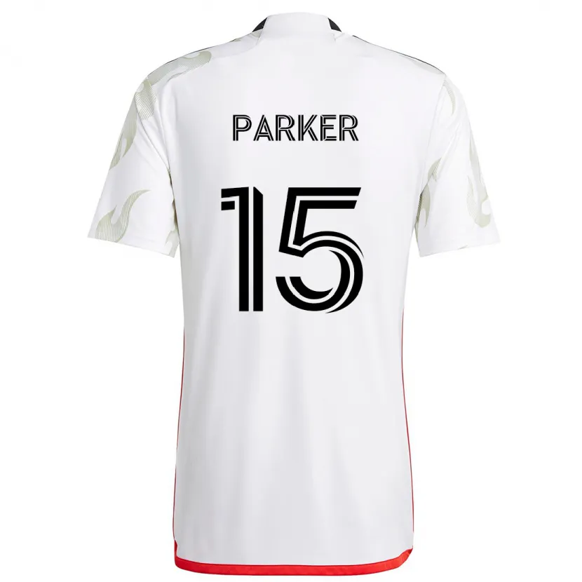 Danxen Niño Camiseta Isaiah Parker #15 Blanco Rojo Negro 2ª Equipación 2024/25 La Camisa