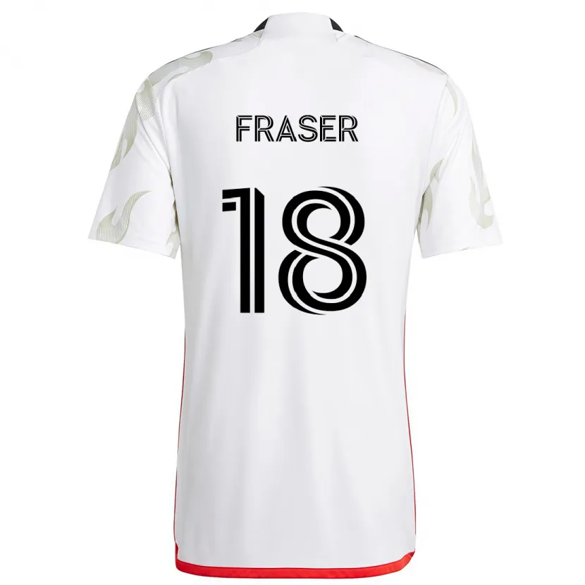 Danxen Niño Camiseta Liam Fraser #18 Blanco Rojo Negro 2ª Equipación 2024/25 La Camisa