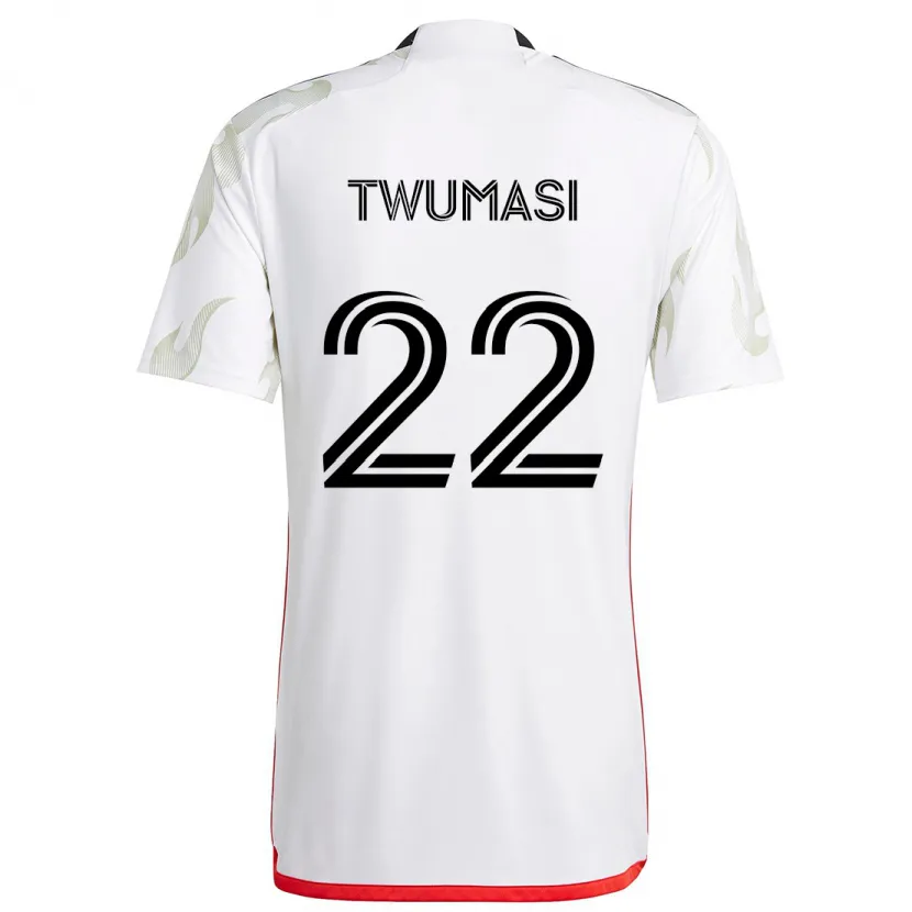 Danxen Niño Camiseta Ema Twumasi #22 Blanco Rojo Negro 2ª Equipación 2024/25 La Camisa