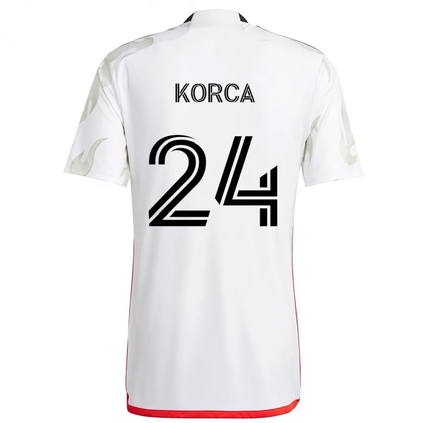 Danxen Niño Camiseta Amet Korça #24 Blanco Rojo Negro 2ª Equipación 2024/25 La Camisa