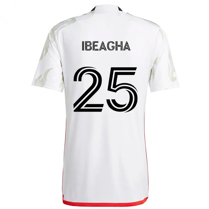 Danxen Niño Camiseta Sebastien Ibeagha #25 Blanco Rojo Negro 2ª Equipación 2024/25 La Camisa