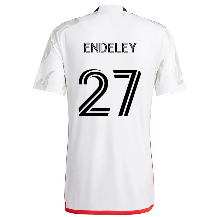 Danxen Niño Camiseta Herbert Endeley #27 Blanco Rojo Negro 2ª Equipación 2024/25 La Camisa