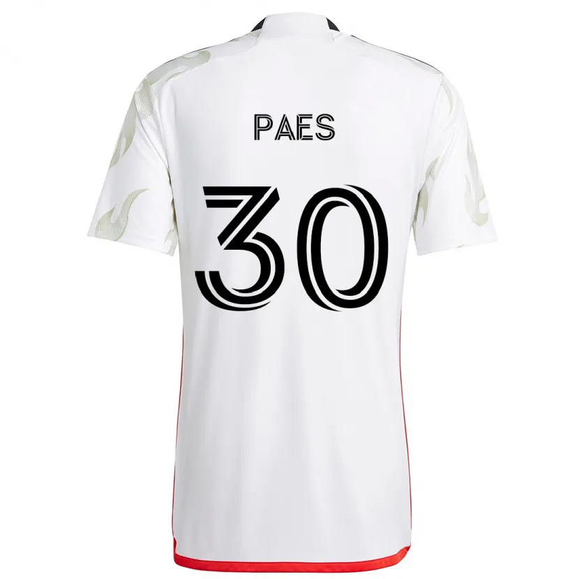 Danxen Niño Camiseta Maarten Paes #30 Blanco Rojo Negro 2ª Equipación 2024/25 La Camisa