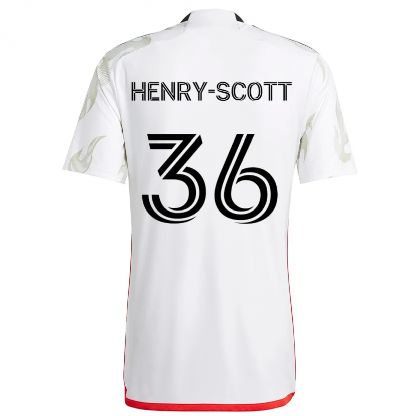 Danxen Niño Camiseta Malik Henry-Scott #36 Blanco Rojo Negro 2ª Equipación 2024/25 La Camisa