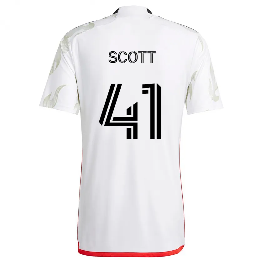 Danxen Niño Camiseta Tarik Scott #41 Blanco Rojo Negro 2ª Equipación 2024/25 La Camisa