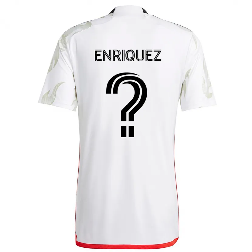 Danxen Niño Camiseta Fabian Enriquez #0 Blanco Rojo Negro 2ª Equipación 2024/25 La Camisa