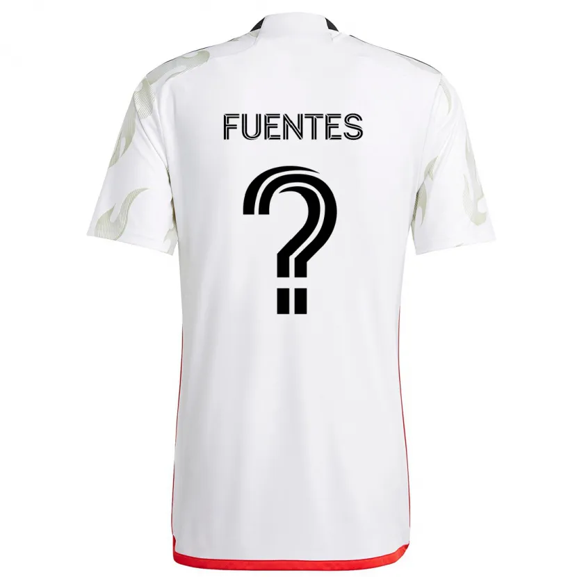 Danxen Niño Camiseta Josue Fuentes #0 Blanco Rojo Negro 2ª Equipación 2024/25 La Camisa