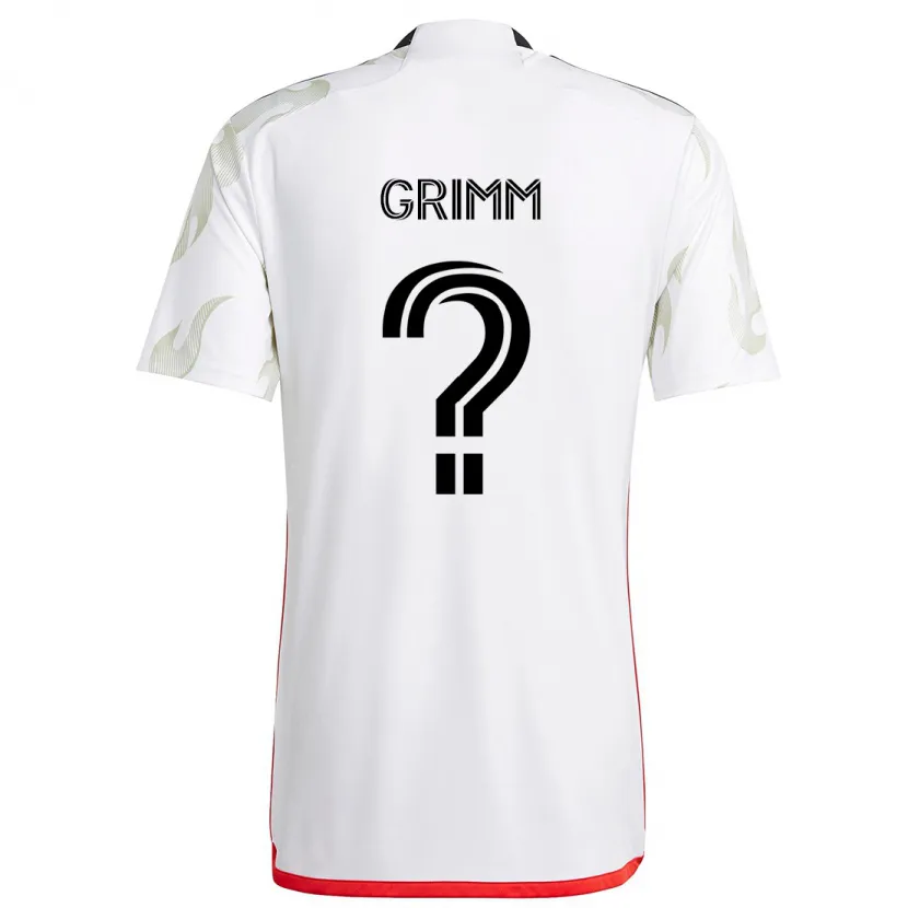 Danxen Niño Camiseta Mason Grimm #0 Blanco Rojo Negro 2ª Equipación 2024/25 La Camisa