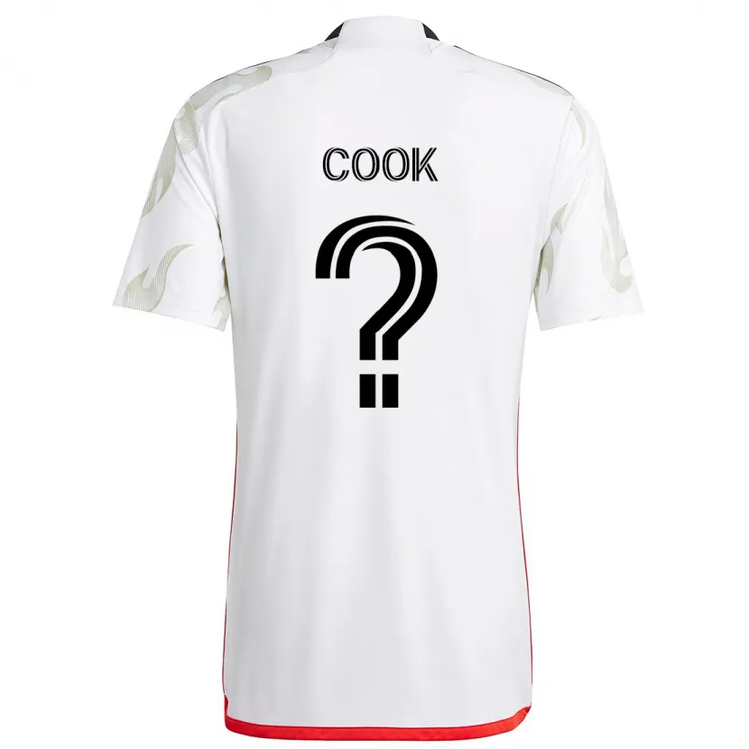 Danxen Niño Camiseta Christopher Cook #0 Blanco Rojo Negro 2ª Equipación 2024/25 La Camisa