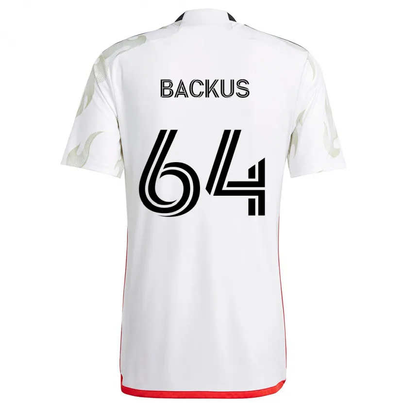 Danxen Niño Camiseta Braeden Backus #64 Blanco Rojo Negro 2ª Equipación 2024/25 La Camisa